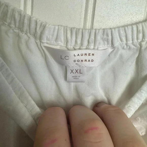 Lauren Conrad White Swiss Dot Puff Sleeve Square Neck Blouse XXL F3 - Picture 6 of 7